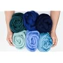 Blue Palette Extra Fine Merino Wool Roving – 6 yds, 6 Pack with Storage for Needle Felting, Spinning Yarn, Fiber Arts & Crafts