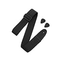 BLUE PANTHER Black Guitar Strap with 2 Guitar Picks – Adjustable, Comfortable, Durable – Fits Acoustic, Electric & Bass Guitars – Universal Fit