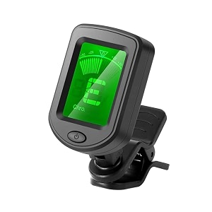 blue panther chromatic clip-on tuner for guitar violin ukulele amp bass - high accuracy digital tuning meter with lcd display