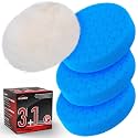 Blue Polish Pad, 3Pcs 5.5 Inch Face for 5 Inch Buffing Polishing Pads and Woolen Pads 125mm Backing Plate Compound Buffing Sponge for Car Buffer Polisher Compounding, Polishing and Waxing