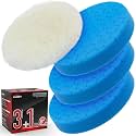 Blue Polish Pad, 3Pcs 6.5 Inch Face for 6 Inch Buffing Polishing Pads and Woolen Pads 150mm Backing Plate Compound Buffing Sponge for Car Buffer Polisher Compounding, Polishing and Waxing