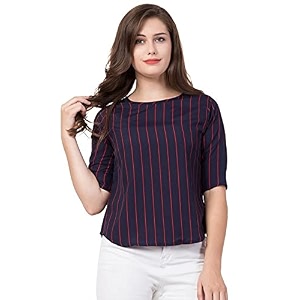 Blue Red Lining Fabric American Crepe Top