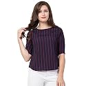 Blue Red Lining Fabric American Crepe Top