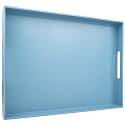 Blue Serving Tray for Coffee Table, Rectangular Plastic Decorative Tray with Handles for Entertaining, Outdoor Patio, Living Room, Ottoman, Bathroom Counter, 11.8”*15.7”*1.6”