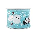 Blue Snowmen Wired Christmas Ribbon - 2 1/2" x 10 Yards, Snowflakes, Presents, Garland, Wreath, Bows, Gift Wrapping, Xmas Tree Topper, Streamer