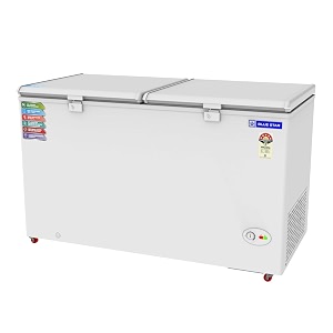 blue star cf5-460neyw 460 liter double door deep freezer 410 liter net white 5-star