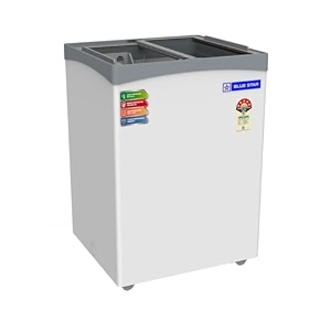 blue star gt5-130np 108 liters glass top deep freezer with sliding door white