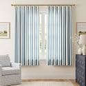 THREE GIRLS Navy Blue Striped Pinch Pleated Curtains 63 Inch, 2 Panels