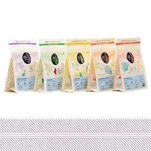 blue tokai coffee roasters 5 in 1 explorer pack pouch light to dark roast  filter coffee 375g  100 arabica beans  specialty coffee  freshly roasted ground coffee  75g each