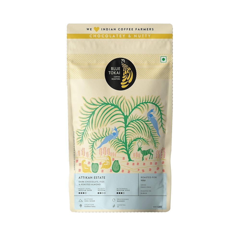 Blue Tokai Coffee Roasters Attikan Estate - Medium Dark Roast Pouch ...