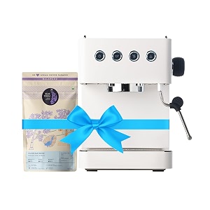 blue tokai coffee roasters - mage espresso coffee machine with free silver oak coffee 250g  360 rotating steel wand  manual and automatic modes  perfect for lattes cappuccino 15 bar pressure