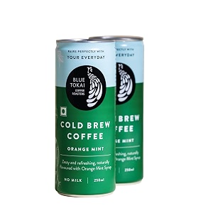 blue tokai coffee roasters orange mint brew can 250ml  ready to drink coffee  fruity and punchy coffee  100 arabica beans  specialty coffee  pack of 2 250ml x 2