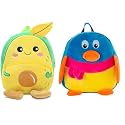 blue tree Cute Boy's and Girl's Plush Bag Medium Quality Full Embroidery Designs Mini Travel Backpack Mango (Mango-Multi Penguin)