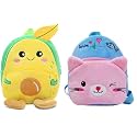 blue tree Cute Boy's and Girl's Plush Bag Medium Quality Full Embroidery Designs Mini Travel Backpack Mango (Mango-Blue cat)