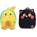 blue tree Cute Boy's and Girl's Plush Bag Medium Quality Full Embroidery Designs Mini Travel Backpack Mango (Mango-Black cat)