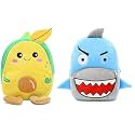 blue tree Cute Boy's and Girl's Plush Bag Medium Quality Full Embroidery Designs Mini Travel Backpack Mango (Mango-shark)