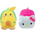 blue tree Cute Boy's and Girl's Plush Bag Medium Quality Full Embroidery Designs Mini Travel Backpack Mango (Mango-Hello kitty)