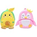 blue tree Cute Boy's and Girl's Plush Bag Medium Quality Full Embroidery Designs Mini Travel Backpack Mango (Mango-Pink Penguin)