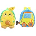 blue tree Cute Boy's and Girl's Plush Bag Medium Quality Full Embroidery Designs Mini Travel Backpack Mango (Mango-bulldozer)