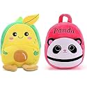 blue tree Cute Boy's and Girl's Plush Bag Medium Quality Full Embroidery Designs Mini Travel Backpack Mango (Mango-Nw Pink panda)