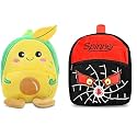 blue tree Cute Boy's and Girl's Plush Bag Medium Quality Full Embroidery Designs Mini Travel Backpack Mango (Mango-Spineer red black)