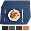 Blue Vinyl Placemats Set of 4 Waterproof Wipeable Table Mats