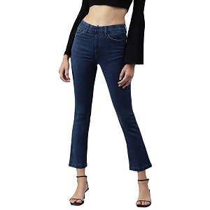 Blue wash 5-Pocket high-Rise Cropped Bootcut Jeans