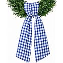Blue White Buffalo Plaid Wreath Sash for Front Door, 4.5 x 56 Inch