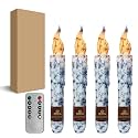 Blue and White Porcelain Flameless Short Taper Candles, Drip LED Battery Operated with Remote, Flickering Flame Lights for Home Décor, 6.7 Inch Primitive Flameless Print Candles, 4PCS