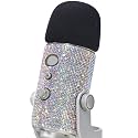 Blue Yeti Pop Filter - Cute Glitter Sticker, Bling Diamond Shiny Skin with Mic Foam Winscreen Compatible with Blue Yeti Microphones by YOUSHARES (Silver)