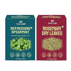 teafloor dried rosemary 150g refreshing spearmint 100g 250 cups  a 100 natural caffeine-free herbal tea beneficial for pcodpcoshair growth and food  no additives no gluten vegan 