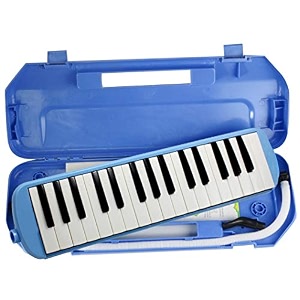 blueberry melodica 37 keys piano instrument soprano air piano with mouthpiece with hard abs case for music lovers beginners kids - blue