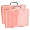 Bluedale 2 Pack 48 Grids Large Plastic Organizer Box with Adjustable Dividers, Beads Storage Containers Compartment Tackle Box Case for Crafts Hobby Small Parts Fishing Seeds Jewelry (Orange)