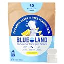 BLUELAND 100% Plastic-Free Dishwasher Detergent Tablets, 60ct, Lemon Zest
