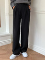 BLUELOCK Women Straight Fit Black Cotton Blend Trousers