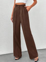 BLUELOCK Women Straight Fit Brown Cotton Blend Trousers