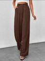 BLUELOCK Women Straight Fit Brown Cotton Blend Trousers