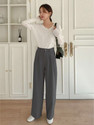 BLUELOCK Women Straight Fit Grey Cotton Blend Trousers