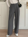BLUELOCK Women Straight Fit Grey Cotton Blend Trousers