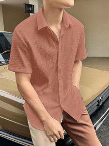 bluematrix men regular fit solid spread collar casual shirt