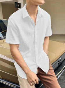 bluematrix men solid casual white shirt