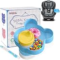 BlueOrigin Car Seat Snack Tray - Travel Tray for Kids Car Seat, Stroller, Booster and Anywhere with a Cup Holder, Toddler Road Trip Essentials Food Plate for Snacks, Toys, Entertainment (Blue)