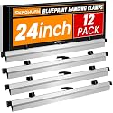 Blueprint Hanging Clamps 24 Inch, Pack of 12 Aluminum Adjustable Binding Strips with Wing Knob Nuts, Architectural Drawing Storage Organizer for Poster, Plans & Maps