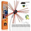 Bluesea 46FT Ergonomic Chimney Sweep Kit, Strong Brush & 14 Flexible Rods