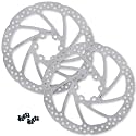 BlueStars 2 Packs 160mm Disc Brake Rotor Stainless Steel with 6 Bolts