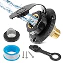 BlueStars RV City Water Inlet Brass Black Flange - Fits Camper Trailer