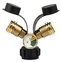BlueStars Upgraded Propane Tank Y Splitter QCC/POL with Gauge and Valve