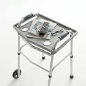 Bluestone Walker Tray Table with 2 Cup Holders, Gray