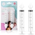 Bluet B - Baby Nasal Syringe (2-Pack) - Safe Silicone Nasal Aspirator for Newborn - Infant Mucus Removal - 10ml Nose Cleaner Syringe for Baby - Toddler Congestion Relief - Reusable Tips - White