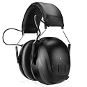 Kalence Bluetooth 6.0 Hearing Protection with 120H Working Time, 30dB Safety Earmuffs, Rechargeable Ear Protection Headphones with Mic for Mowing, Workshops, Construction, Snowblowing, Black